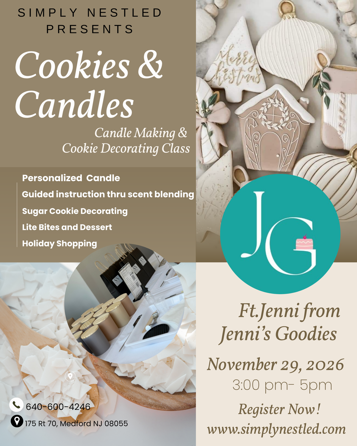 Cookies & Candles- Cookie Decorating & Candle Making Class 11/29/26