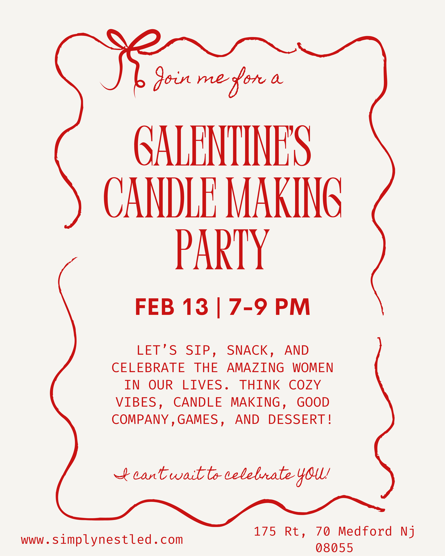 Galentine's Candle Making Party 2/13/26 7-9pm