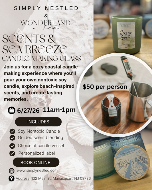 Scents & Sea Breeze : Candle Making Class 6/27/26 11am-1pm