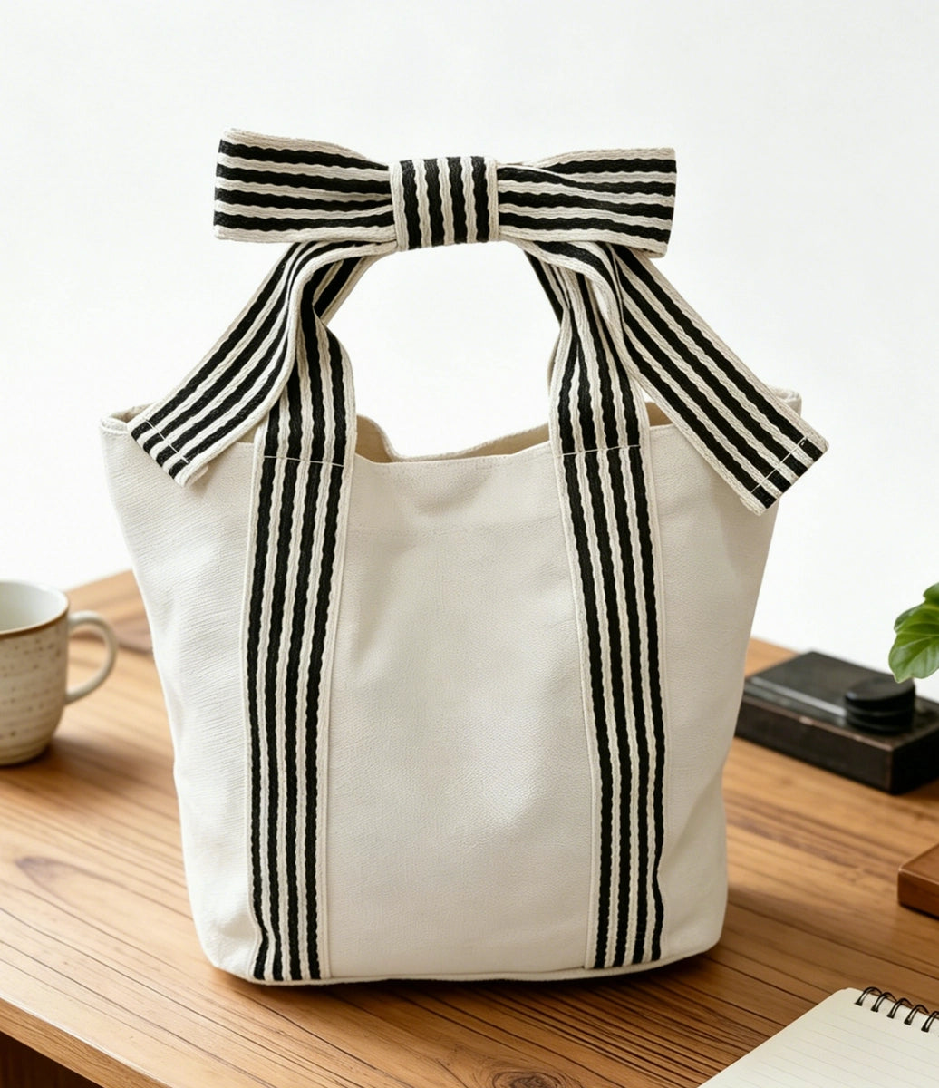 Simply Nestled Striped Mini Canvas Tote