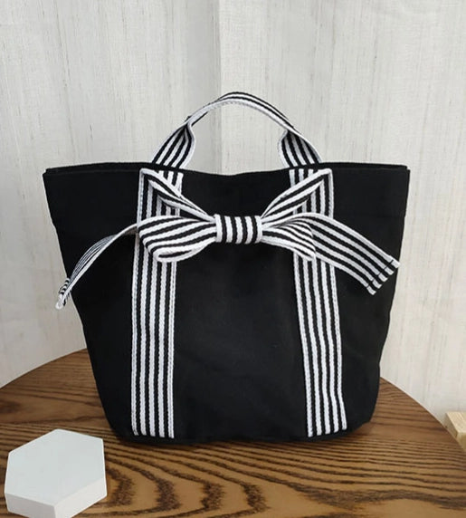 Simply Nestled Striped Mini Canvas Tote